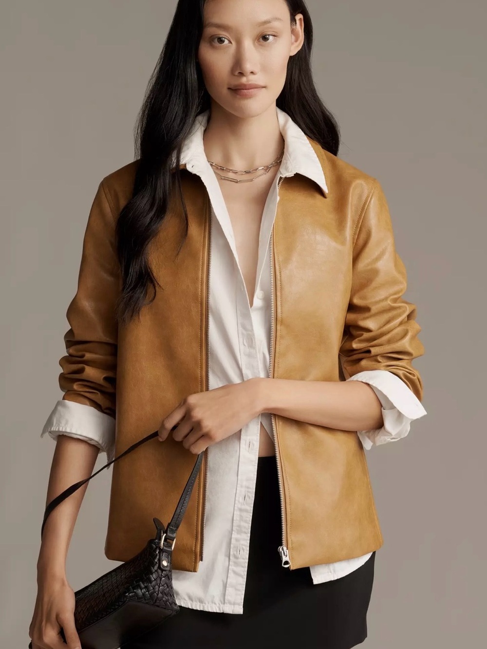 NWT Rag & Bone Jordie Faux Leather Jacket Camel XS $628